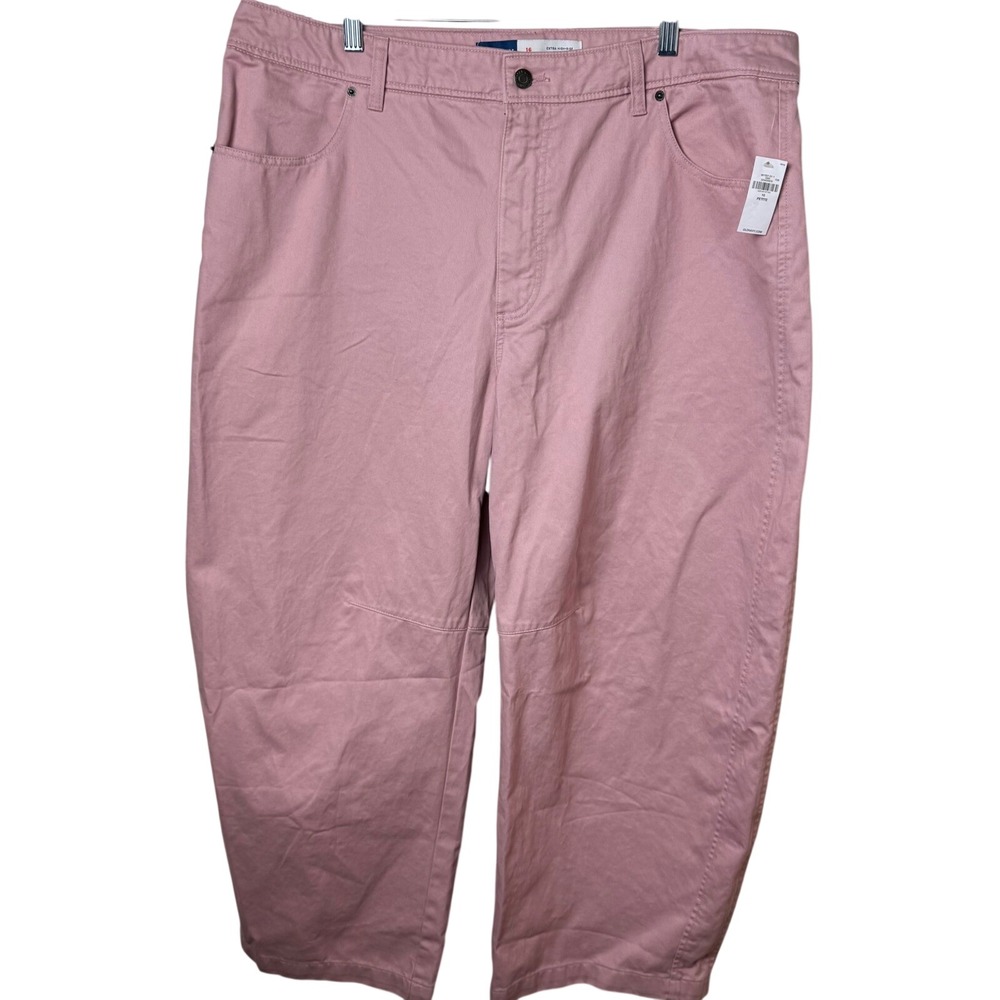 Old Navy Barrel Leg Pants Women 16 Pink Extra High Rise Petite NEW